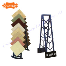 Double sides floor standing ceramic tile display rack exhibition show stand for ceramic roof tile